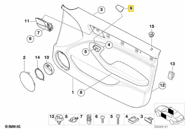 Priekinės Durų Panelės Rankenos Dėklas BMW E46 51418224401