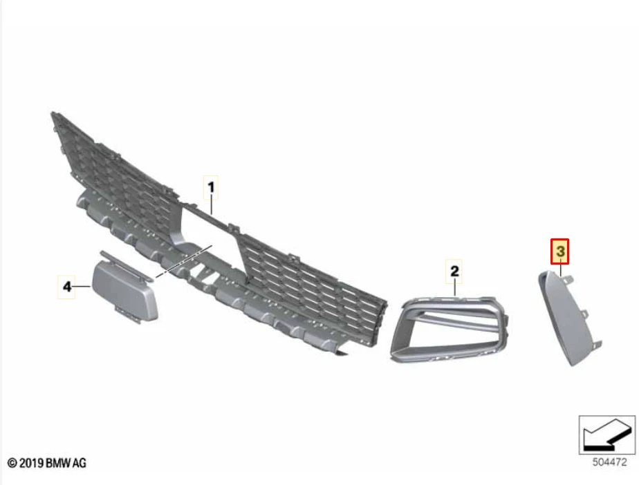 Priekinis Bamperio Apatinis Dekoratyvinis Gaubtas Desinysis BMW 1 Serija 118d 120d 2019-2022 Originalus 51115A39384