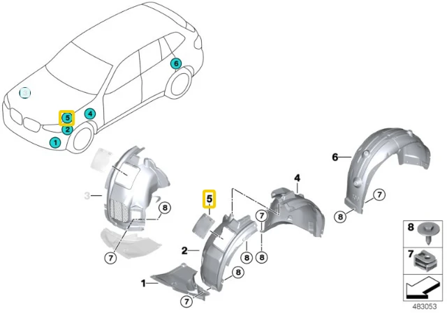 Priekinis Dešinys Bulbų Mainų Dangtelis BMW X3 G01 X4 G02 Originalus 51717394830
