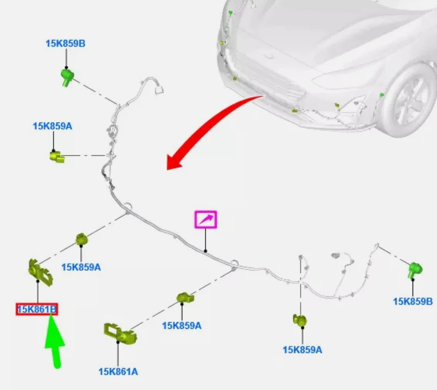 Priekinis Dešinysis Vidinis Stovėjimo Jutiklio Laikiklis FORD FOCUS MK4 C519 2018 2021 Originalus 2382335