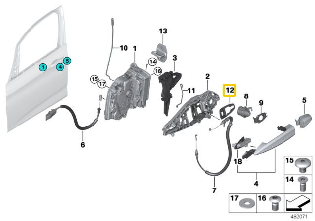Priekinis Durų Apsauga BMW F45 F46 F48 F39 F15 F85 F16 Originalus 51217305015