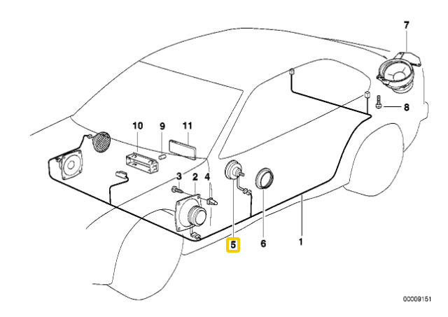 Priekinis Durų Garsiakalbis BMW E36 1990 1991 1992 1993 1994 1995 1996 1997 1998 1999 Originalus 65138362940