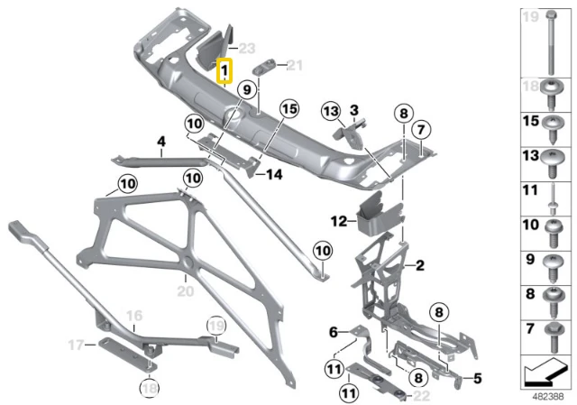 Priekinis Kryžminis Panelis BMW F22 F87 F80 F82 F33 F83 Originalus 51647294928