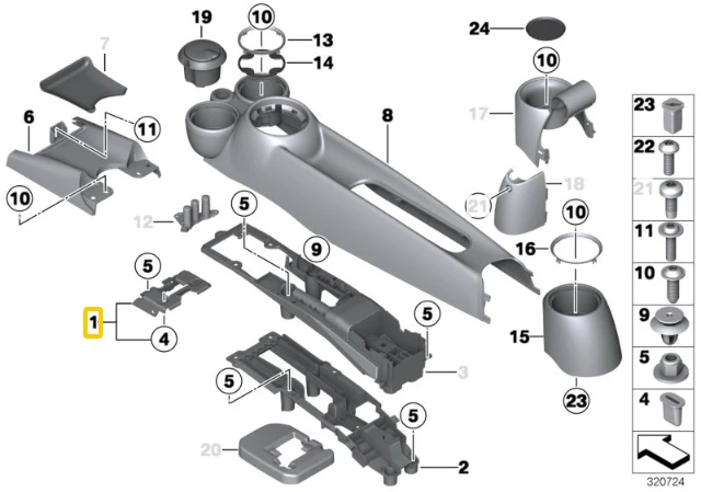 Priekinis Rankenos Stabdžių Konsolės Skirtas BMW MINI R56 R55 R57 R58 R59 Originalus 51169183593