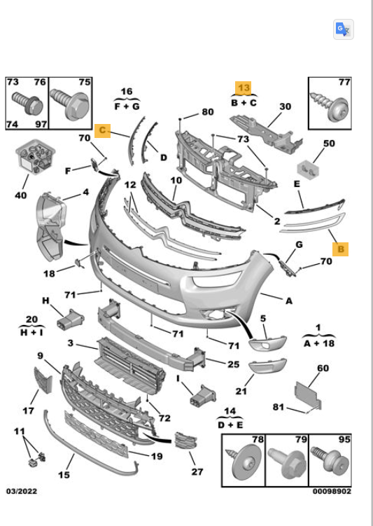Psa Parts Citroen C4 II Picasso bamperio apdailos mazgas originalus 1610194180