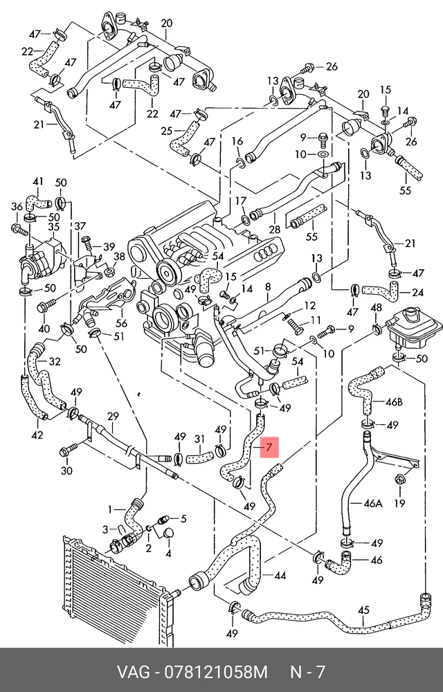 Šilumnešio vamzdis SEAT Audi A4 A6 A8 1995-2003 Originalus 078121058M