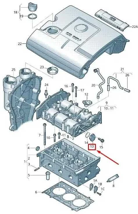 Skoda Cilindro Galvos Dangos Galas Originalus 03E103111A