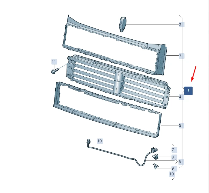 Skoda Superb 3V Radiator Louvre Blind Suvalgys 2015 2024 Originalus 3V0122321E