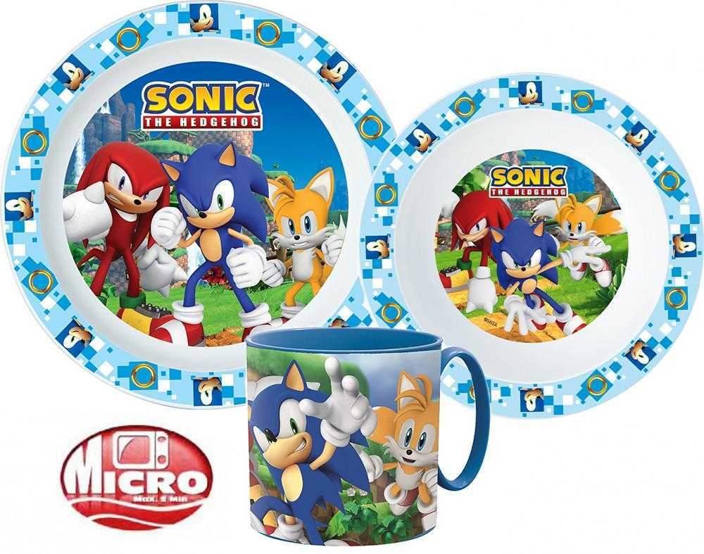 Sonic the Hedgehog vakarienės rinkinys, mikroplastiko rinkinys su puodeliu 265 ml