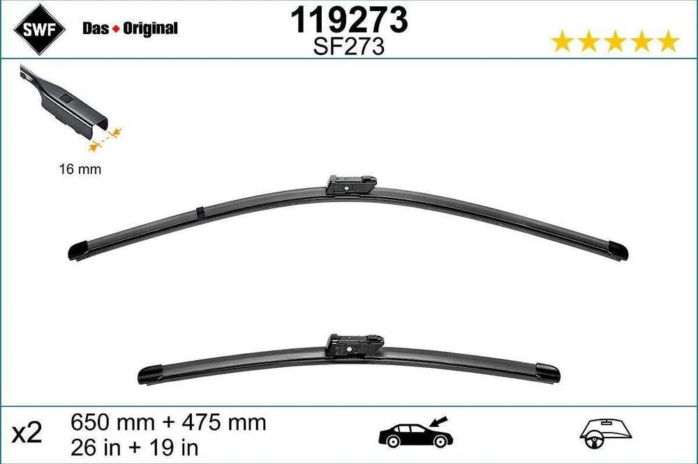 SWF Valytuvai VISIOFLEX Flat 650/475 mm 2 vnt.