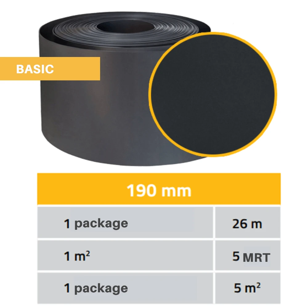 Thermoplast Tvoros juosta Basic 19cmx20.4m, pilka, Polipropilėnas 550 gr./m²