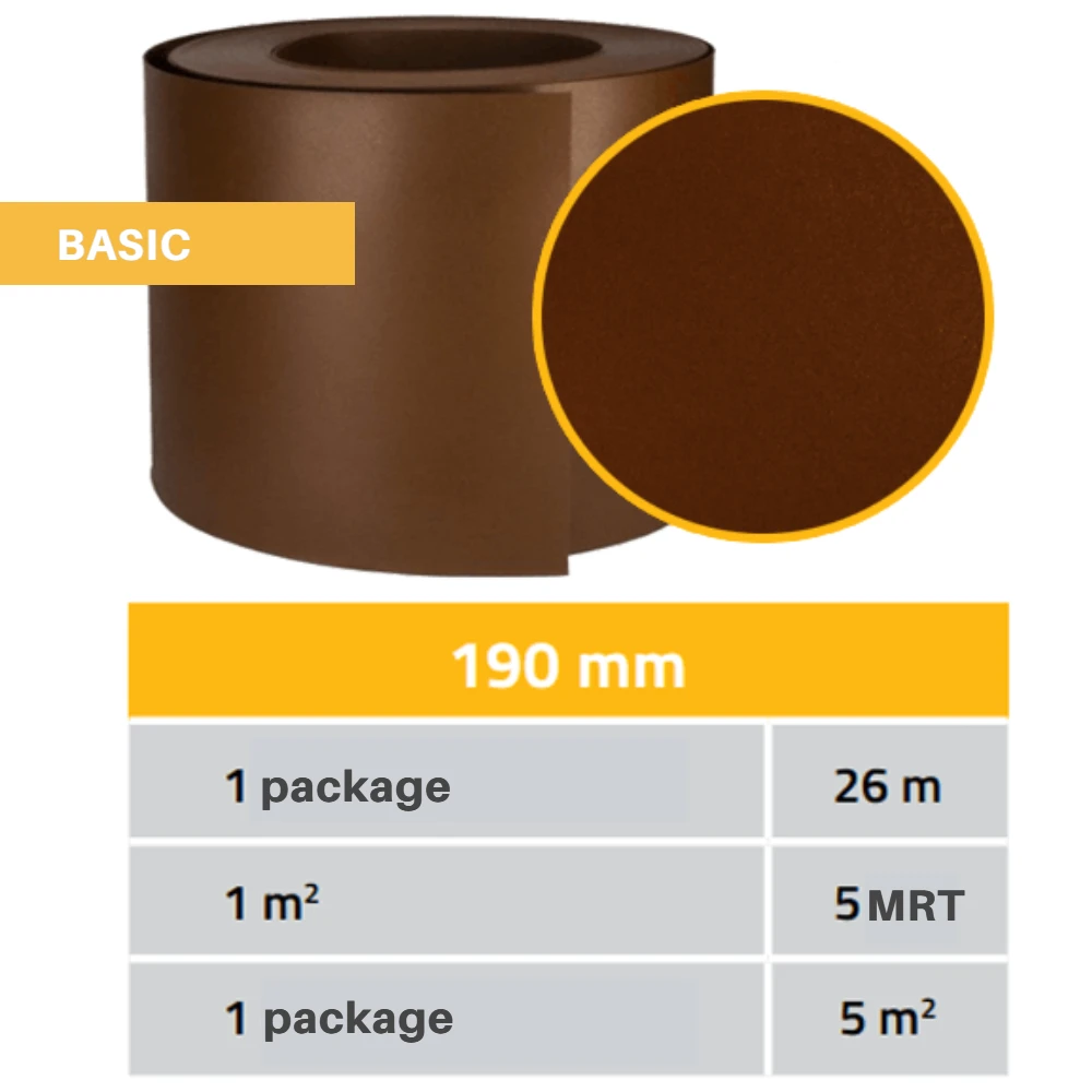 Thermoplast Tvoros juosta Basic 19cmx20.4m, ruda, Polipropilėnas 550 gr./m²