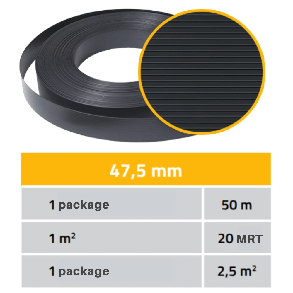 Thermoplast Tvoros juosta Classic 4,75cmx50m, pilka, Polipropilėnas 790 gr./m²