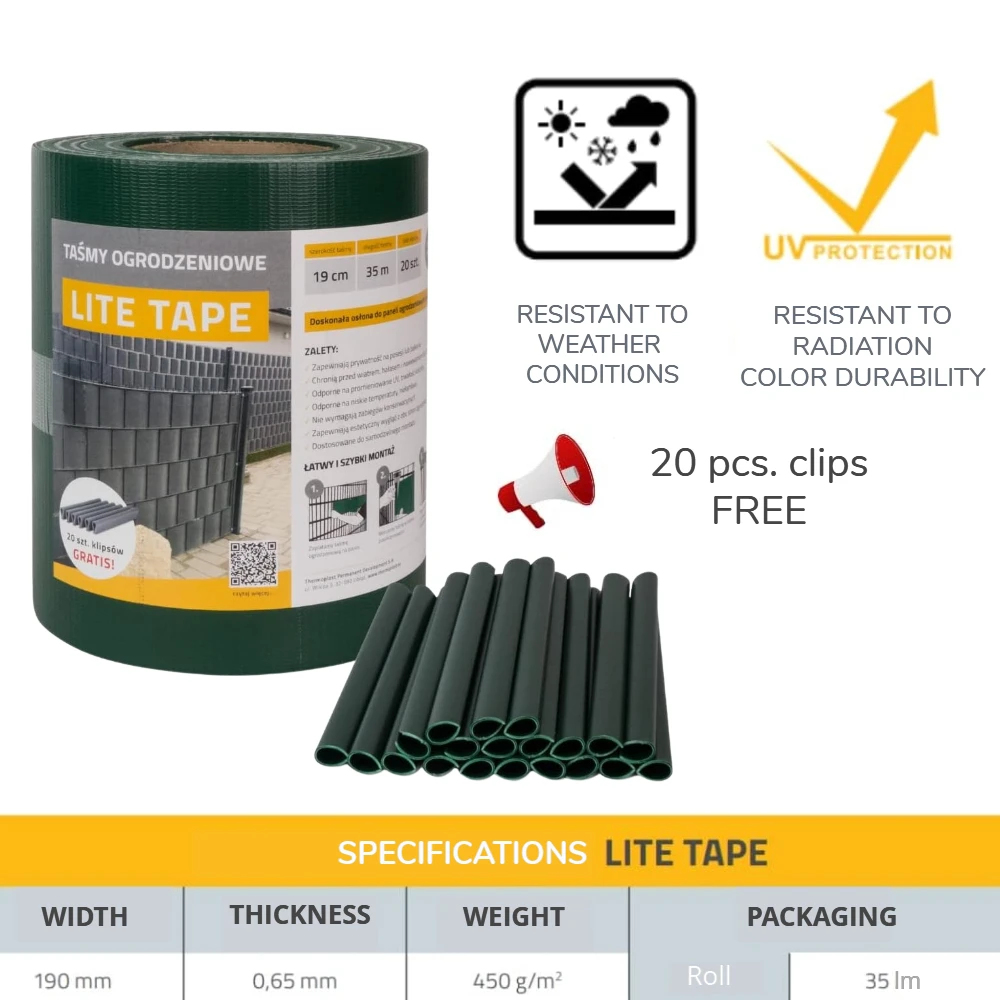 THERMOPLAST Tvoros juosta LITE 19cmx35m, žalia, polipropilenas, 450 gr./m²
