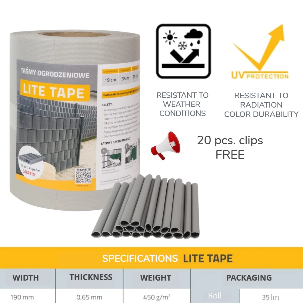 THERMOPLAST Tvoros juosta LITE 19cmx35m, šviesiai pilka, polipropilenas, 450 gr./m²