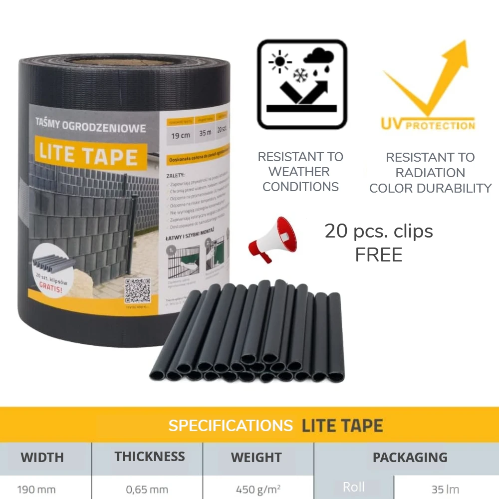 THERMOPLAST Tvoros juosta LITE 19cmx35m, pilka, polipropilenas 450 gr./m²