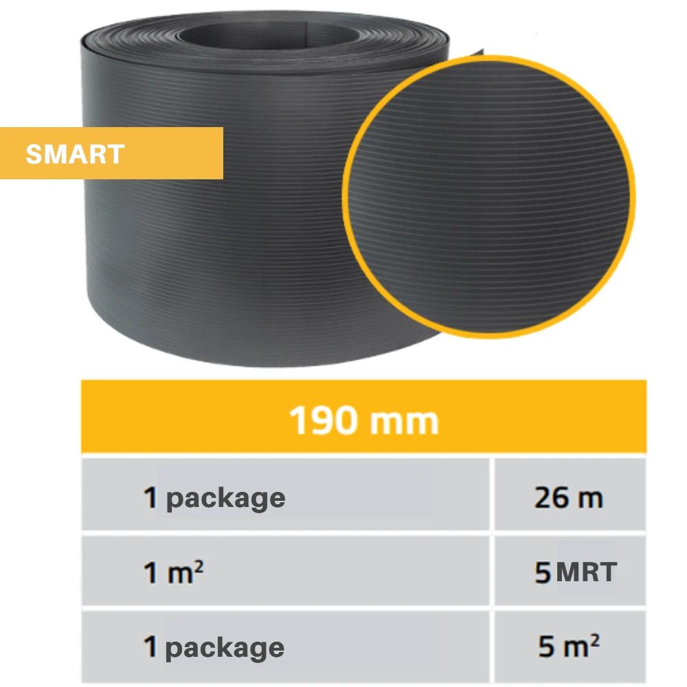 Thermoplast Tvoros juosta Smart 19cmx26m, pilka, Polipropilėnas 700 gr./m²