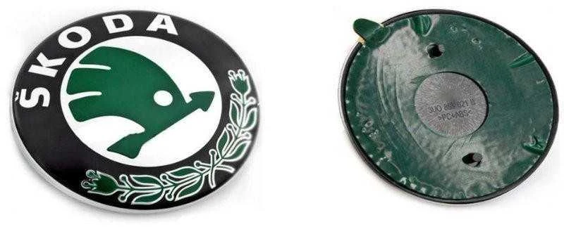 Tikras atlasinis juodas melanžas SKODA emblema 3U0853621BMEL