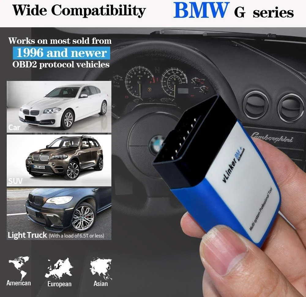 Tonwon Vlinker Bm+ OBD2 Bluetooth skeneris diagnostikos įrankis Android, iOS, Windows