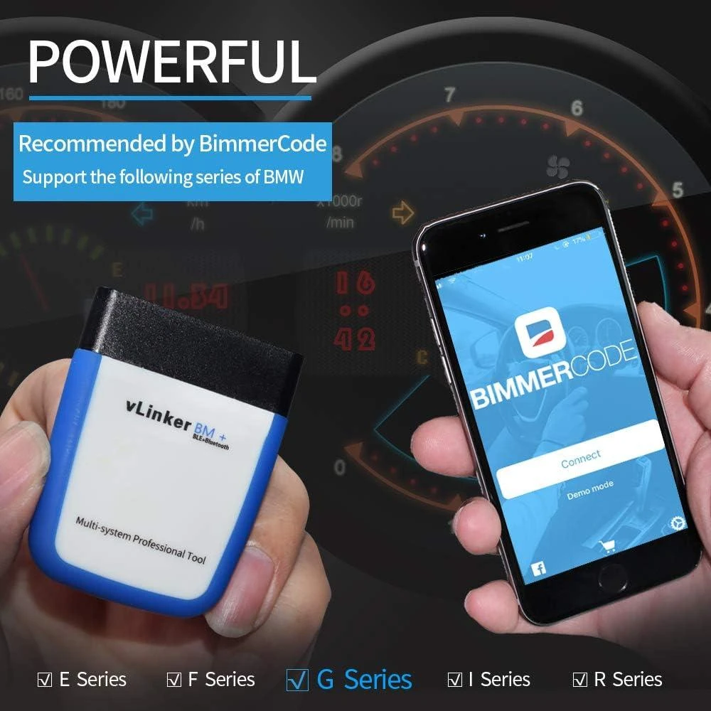 Tonwon Vlinker Bm+ OBD2 Bluetooth skeneris diagnostikos įrankis Android, iOS, Windows