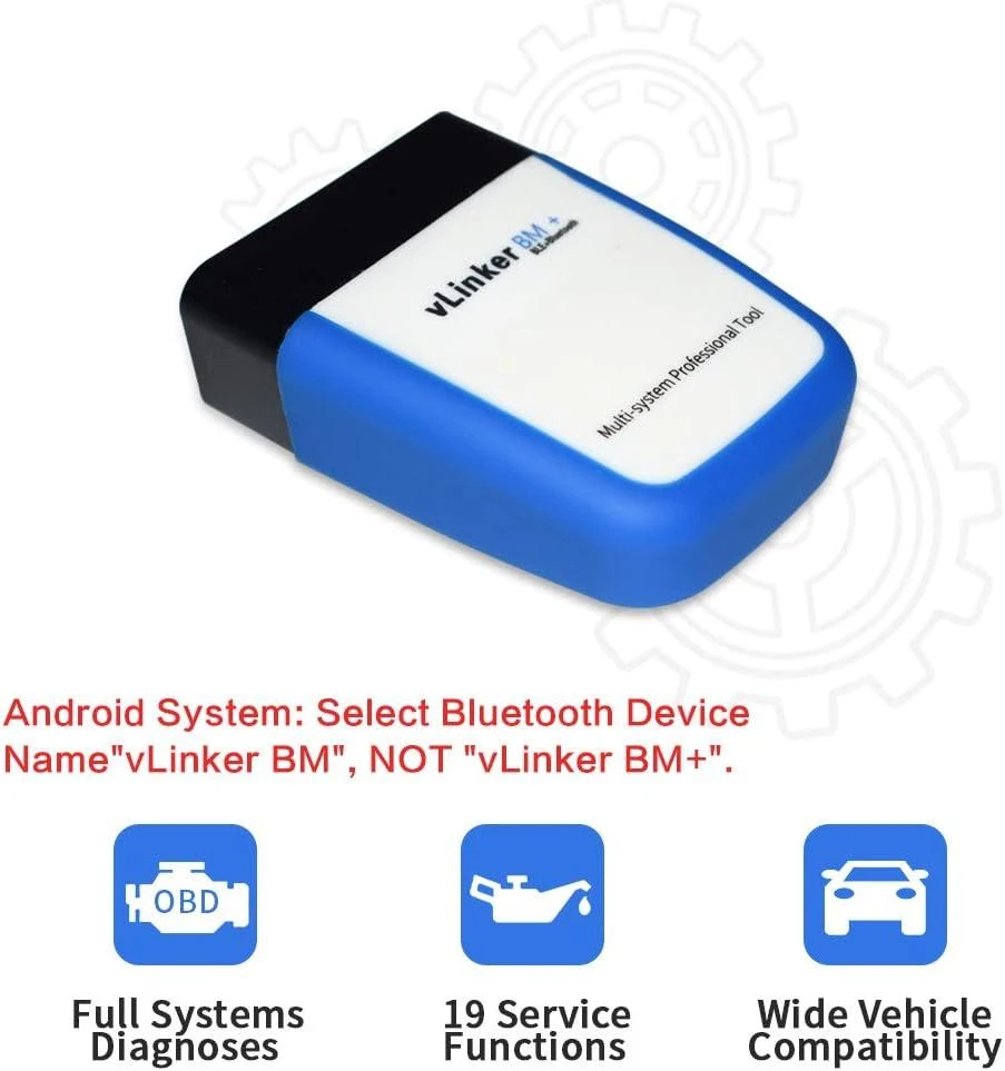 Tonwon Vlinker Bm+ OBD2 Bluetooth skeneris diagnostikos įrankis Android, iOS, Windows