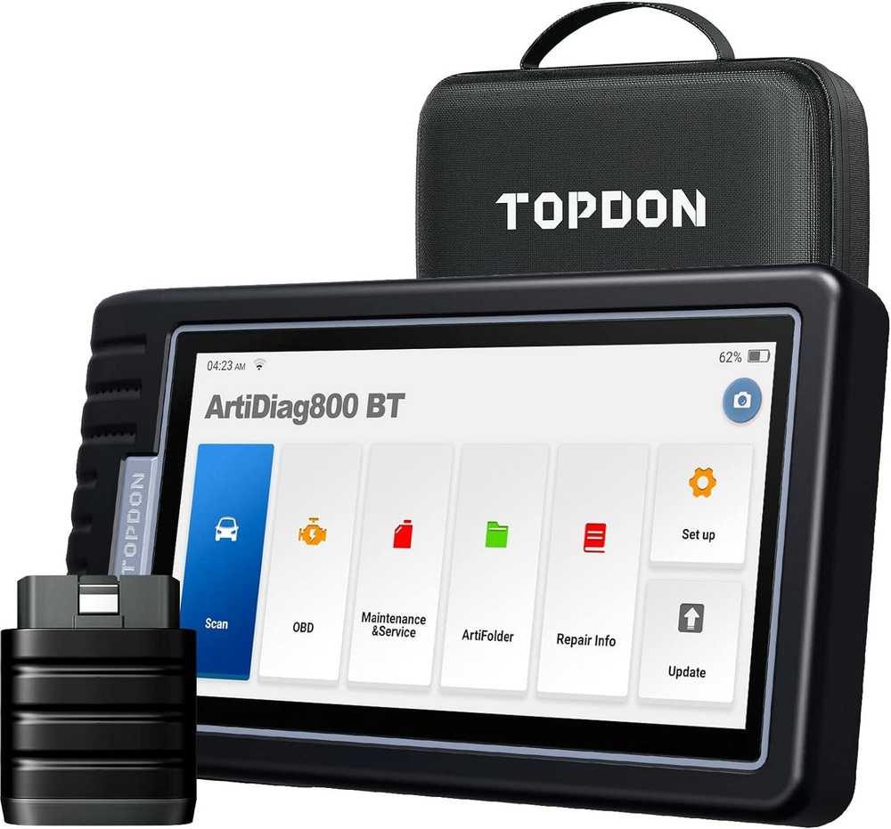 "TOPDON ArtiDiag800 BT" - OBD2 akumuliatoriumi valdomas diagnostikos prietaisas, skirtas visoms transporto priemonėms, automobiliams, turintis išsamią sistemos diagnostiką ir 28 aptarnavimo funkcijas, nuolatinis atnaujinimas internetu, belaidis ryšys