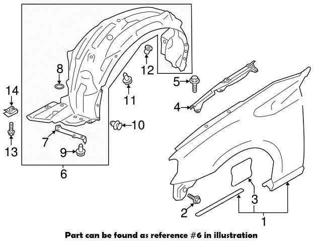 "Toyota 86 Scion" priekinio sparno kairės pusės įdėklas originalus SU00306094