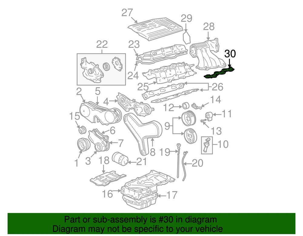 Toyota Avalon Camry Highlander Sienna Solara Oro Gamyklės Gasket Originalus 1717662030