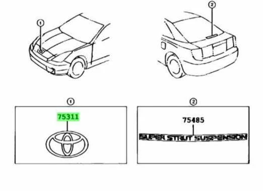 Toyota Celica 2000 2003 Priekinis Radiatoriaus Grile Emblema Originalus 7531120540