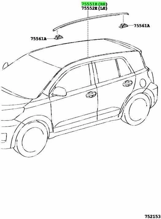 Toyota Keleivio Stogo Šoninės Drip Molding 2008 2014 Scion xD Originalus 7555152170