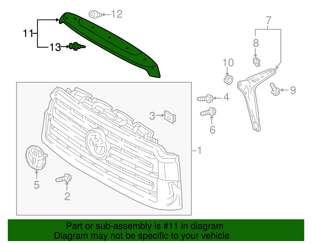 Toyota Prius Sequoia 2017 2022 Juodas Priekinis Gubernas Lipas Bulge Molding Originalus 531110C240C0