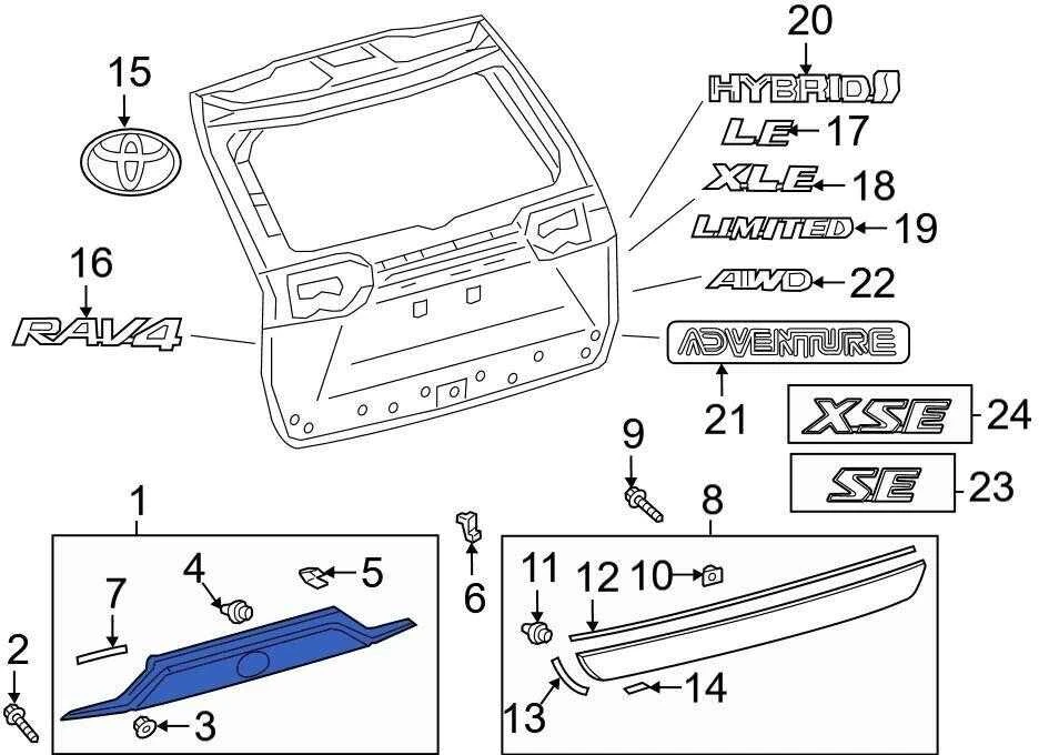 Toyota RAV4 2019 2024 Galinio Viršutinio Liftgate Pabaigos Panelė Originalus 768010R904