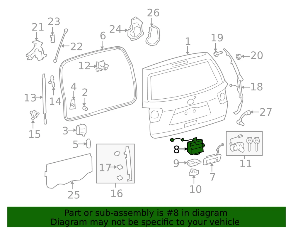 Toyota Sequoia Galinio Durų Sankaba Su Galinio Vartų Sankaba Originalus 691100C041