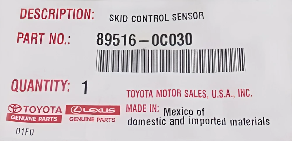 TOYOTA SEQUOIA TUNDRA Priekinis dešinysis slydimo kontrolės jutiklio laidas originalus 89516-0C030