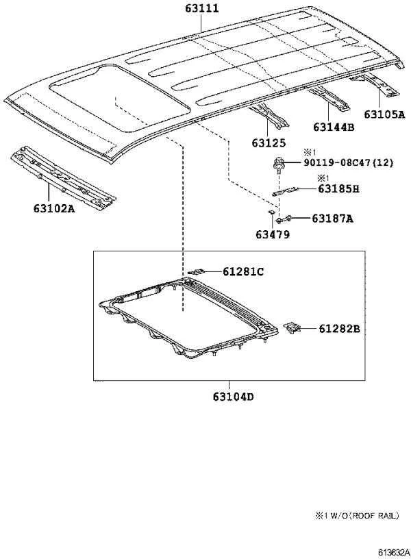 TOYOTA Stogo bagažinės laikiklis 6318542020 631850R010