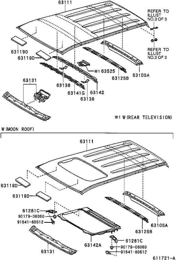TOYOTA Stogo bagažinės laikiklis 6318542020 631850R010