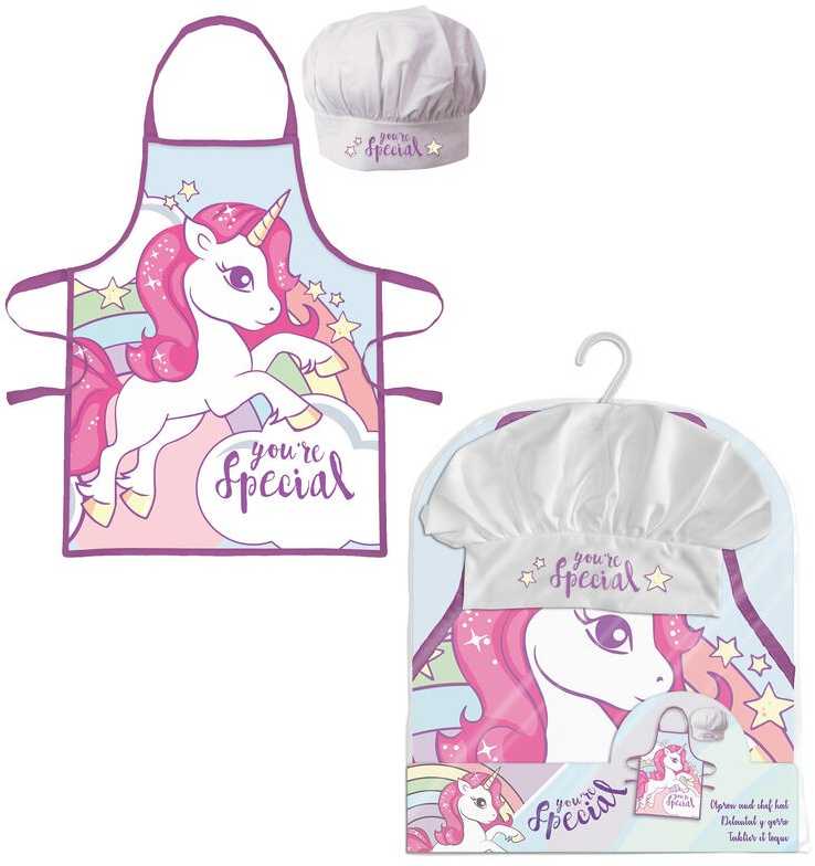 Unicorn Vienaragio prijuostės ir kepurės rinkinys mergaitėms - You're Special