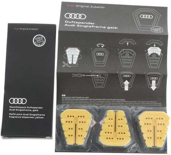 VAG 3 pakaitinės geltonos spalvos kasetės 81A087009B, skirtos "Audi" oro gaivikliui