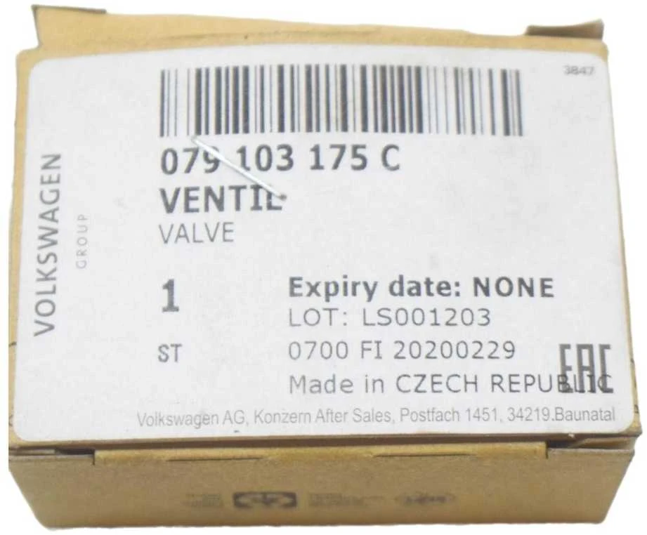 VAG Alyvos Kontrolinis Atbulinis Vožtuvas Audi B6 B7 S4 RS4 S5 Originalus 079103175C