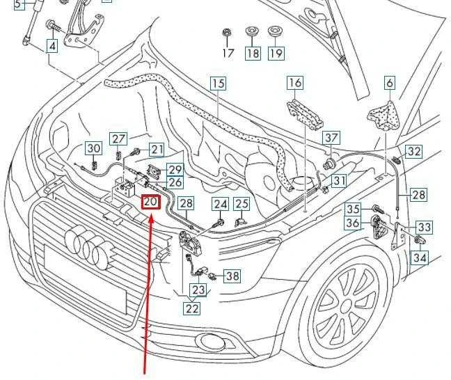 VAG AUDI A1 8X Variklio gaubto užraktas 8X0823485C NAUJAS ORIGINALUS