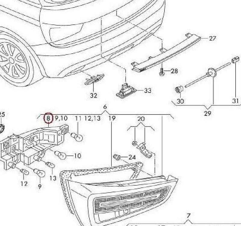 VAG "Audi A1" lempos laikiklis galinio žibinto kairės pusės žibintas originalus 8X0945257A