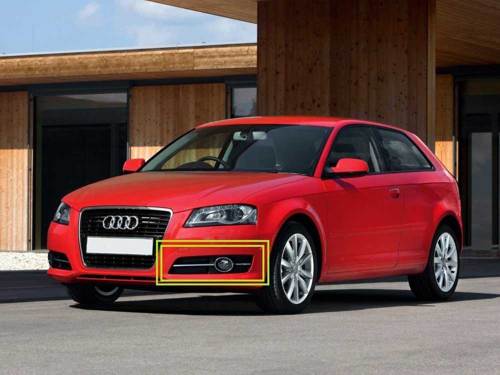 VAG AUDI A3 09-13 N/S Kairysis bamperis rūko žibintas Chromuotos grotelės Originalus 8P0807681AAT94
