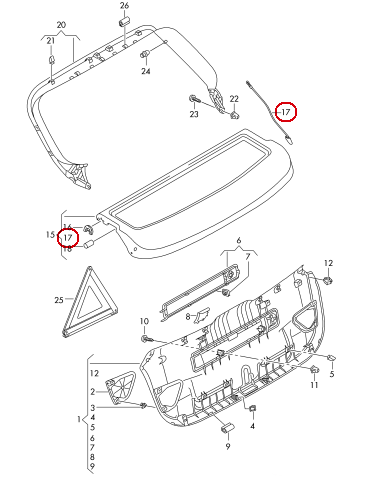 VAG AUDI A3 13-16 siuntų lentynos laikymo virvės dirželis dešinėje O/S originali 8V4867668