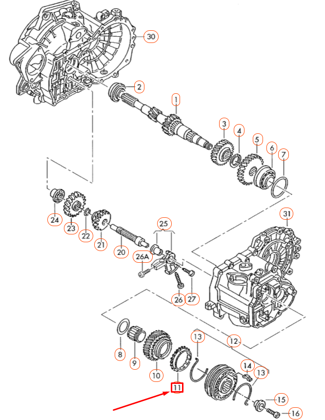 VAG AUDI A3 8P 5-osios pavaros sinchronizatoriaus žiedas 02J311295C Originalus