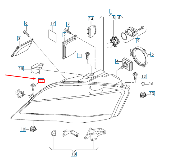 VAG AUDI A3 8P priekinių žibintų šešiabriaunis varžtas su galvute originalus N91036101