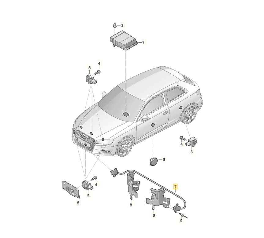 Audi A3 Sedanas Sportback 8V Slėgio Jutiklis VAG Originalus 8V0959109E
