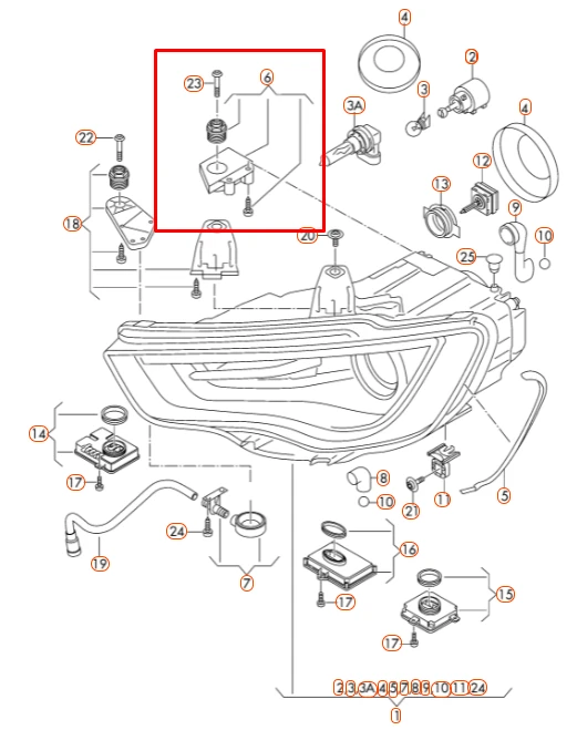 VAG AUDI A3 8V priekinių priekinių žibintų remonto komplektas originalus 8V0998121