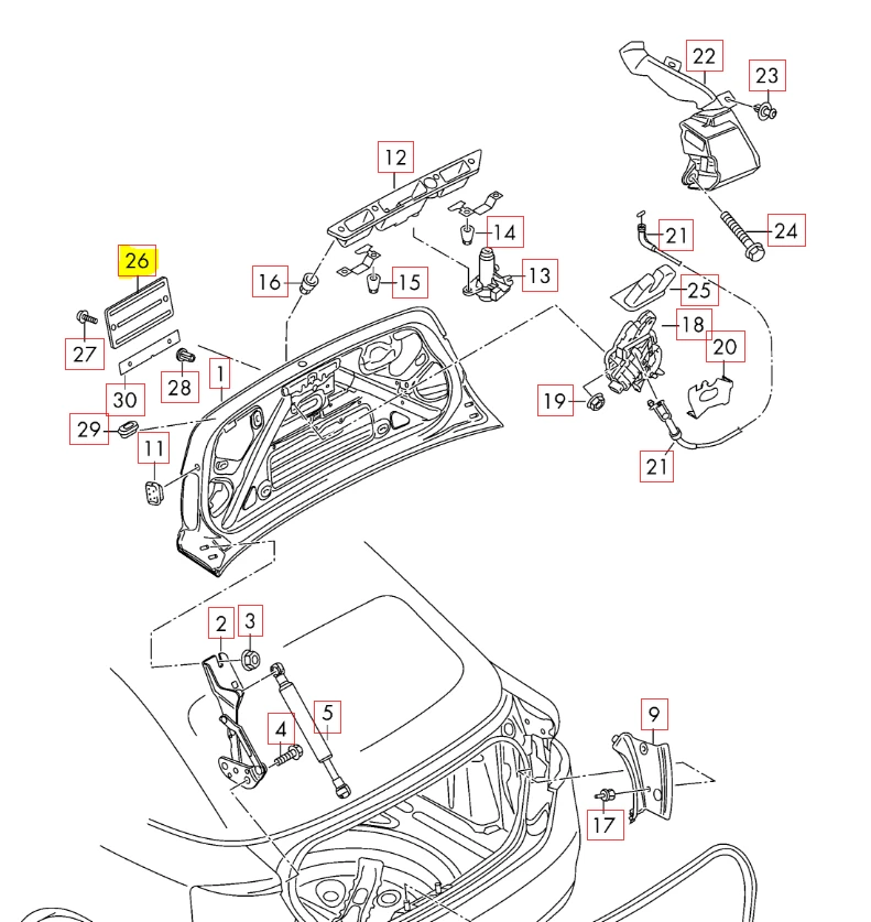 VAG AUDI A3 A4 A4 S4 A5 S5 Q5 galinio valstybinio numerio ženklo laikiklis juodas originalus 8T0827113A01