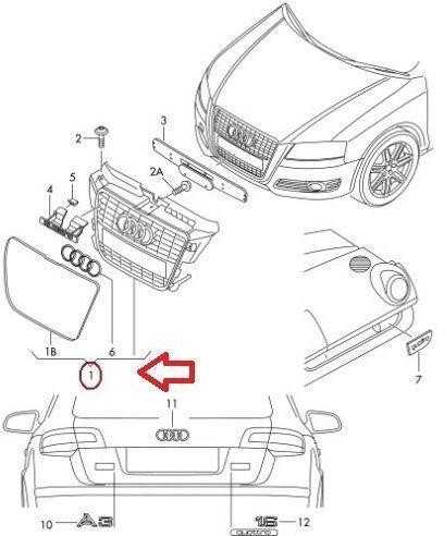 VAG Audi A3 S3 Pilko Akmenų Spalvos Radiatoriaus Grotelė Originalus 8P0853651M1QP