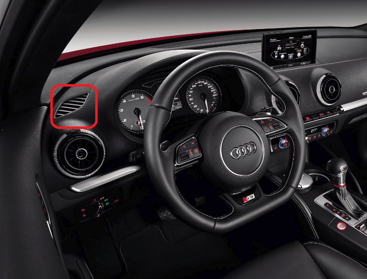 VAG AUDI A3/S3/RS3 LHD priekinis prietaisų skydelis N/S kairė oro ventiliacijos anga originali 8V18197936PS